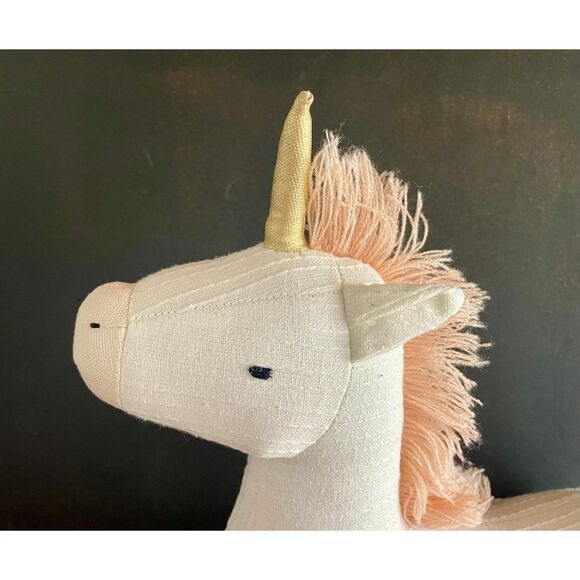 Pillowfort Unicorn Decorative Pillow 12.5” Gold Horn Pastel Nursery Decor - Picture 2 of 4